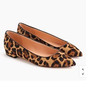 J.Crew pointed-toe flats in leopard calf hair